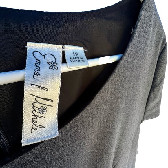 Emma & Michele Gray Sheath Dress with Peplum Waist – NWT – Size 12 - Picture 9 of 14